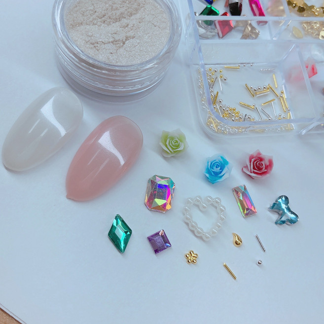 [무브온]셀프 네일파츠 6구혼합 글리터 파우더 세트, 1개, 파우더세트