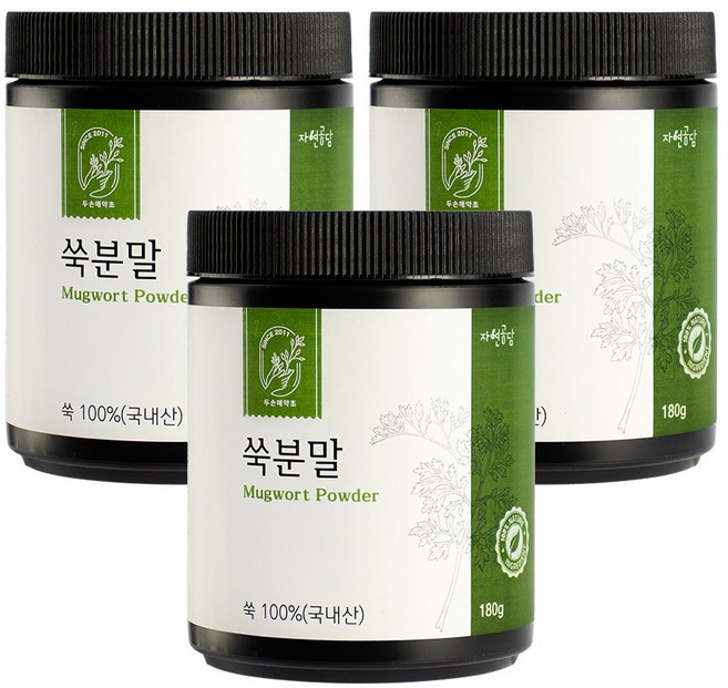 두손애약초 쑥분말 쑥가루 100% 쑥라떼 국산, 180g, 3개