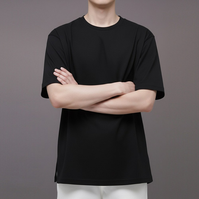 스댕클럽 남녀공용 기본 레이어드 16수 라운드넥 옆트임 무지 반팔티 SWP0610