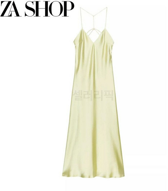 셀러리픽 여성 새틴 질감 V넥 롱 드레스 여름 민소매 드로스트링 디자인 데일리 원피스 시원한 착용감 결혼식 하객룩 격식 있는 스타일 30대 40대
