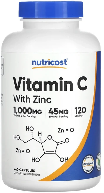 Nutricost 아연 함유 비타민C 캡슐 240정, 1개 - 쿠팡