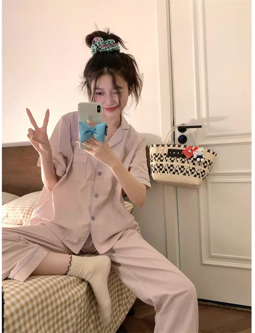 헤이룸 편안한 파스텔 셔츠 파자마 세트