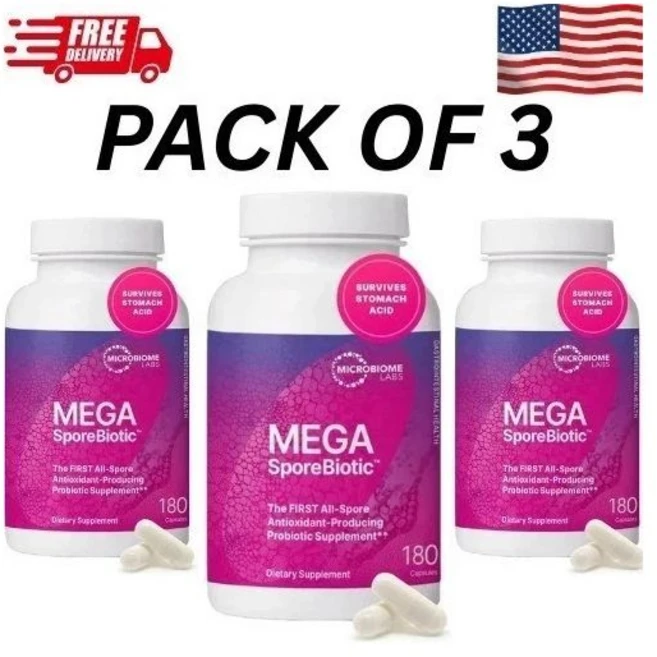 100% Pure 메가 스포어바이오틱 180캡슐 (장내 미생물 균형 및 건강 증진용 프로바이오틱스 남녀 공용) 112577, 1개, 180정 - 쿠팡