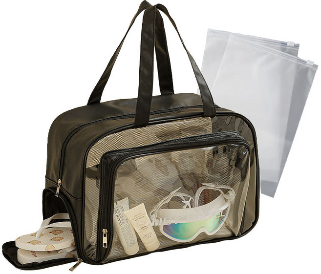 도소 분리수납 수영가방 +지퍼백 신발수납 가능한 물놀이가방 투명 방수 비치백 대용량 샤워백