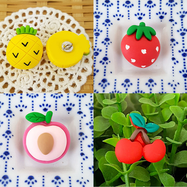 과일 단추/동물 단추/귀여운단추/소품단추, 06.파인애플, 1개