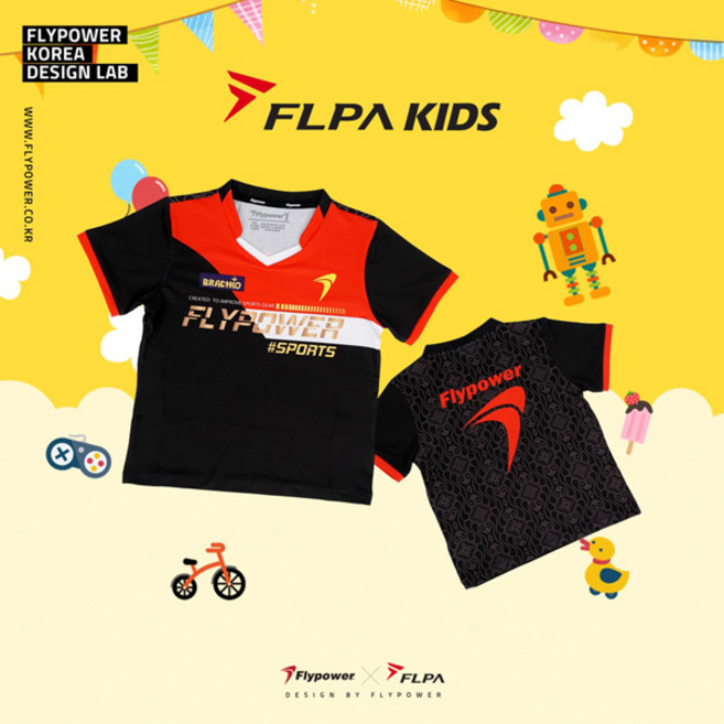 플라이파워 플파 아동 키즈 티셔츠 배드민턴 반팔 상의 자라2 블랙 KIDS-ZIRAH2-BK 배드민턴복