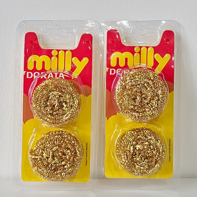 이탈리아 아릭스(밀리) 부드러운 황동 철 수세미, 1세트, 2개입