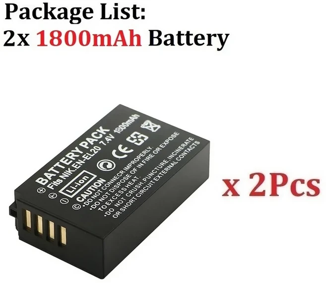 EN-EL20A 배터리 니콘 COOLPIX A 1 AW1 P950 P1000 J2 J3 V3 카메라용 1800MAH