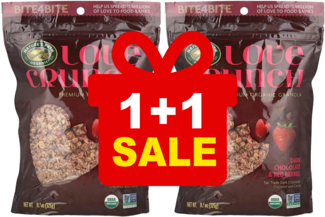 네이처스 패스 러브 크런치 피리미엄 유기농 그래놀라 콜레스테롤 무함유 다크 초콜릿 및 레드베리 325g / 해외직구 미국정품, 2개