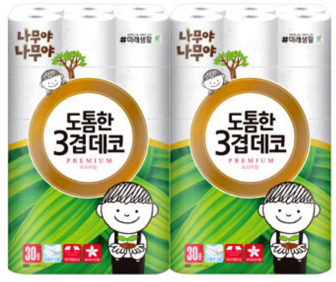나무야나무야 도톰한 3겹 데코 고급 롤화장지, 30m, 30개입, 2개