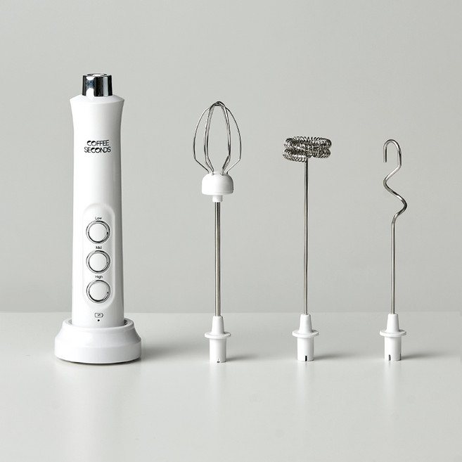 커피세컨즈 3버튼 핸디 우유거품기 CS-M02, 화이트