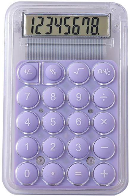 롤링페이퍼 휴대용 고화질 투명 미니 계산기, 1개, 퍼플