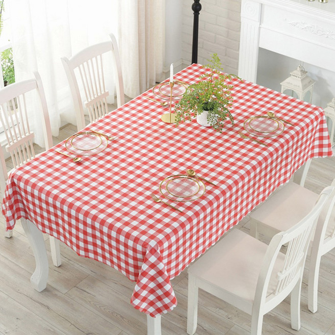 깽구 방수 고급체크 식탁보, 레드체크, 137 x 180 cm, 1개