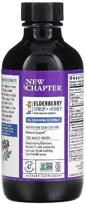 뉴챕터 엘더베리 시럽 꿀 Elderberry Syrup Honey 만2세이상 118ml, 1개 - 쿠팡