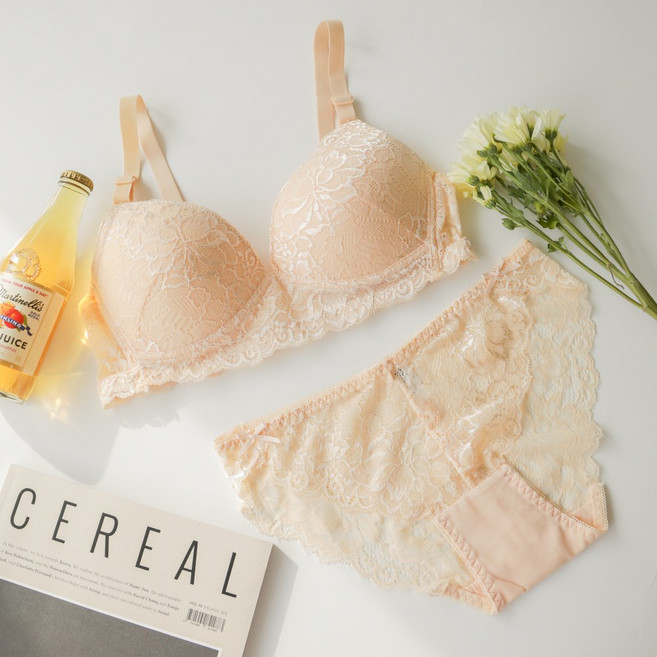 [애프터문] 노와이어 러블리 레이스 커버 업 브라 팬티 세트 m4903