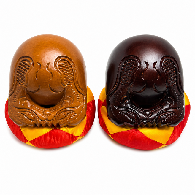 緣木求魚 木魚 小木魚 木魚法器 木魚樂器 木魚棒 木魚槌 木魚缽 木魚墊 化緣 唸佛 誦經 柚木 樟木, 1個, 棕色4吋