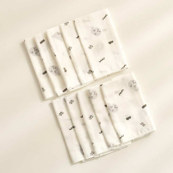 리에또 밤부 엠보 가제 무형광 아기 신생아 손수건 10매