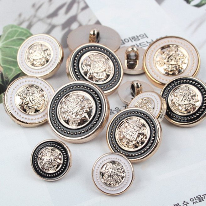 도금 단추 정장 양복 로얄 단추, 1세트, 로얄단추 골드블랙-15mm(4개)