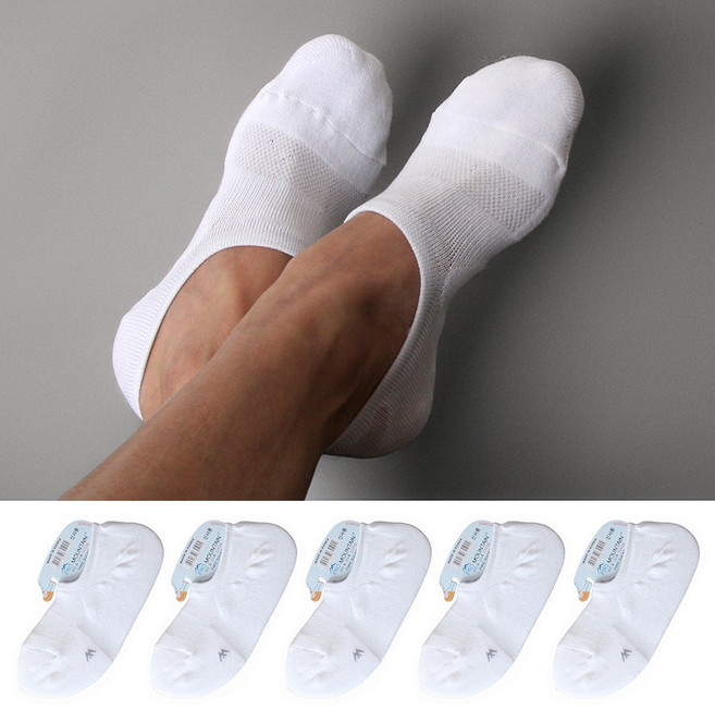 SMP스포츠 남성용 페이크삭스 5켤레 안벗겨지는 덧신양말