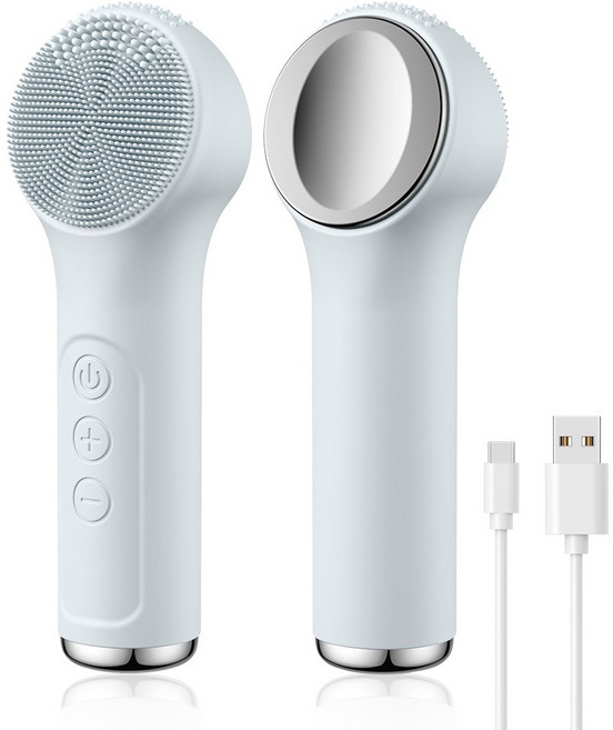 실리콘 진동클렌저 세안 브러시 온열 얼굴마사지기SK0310 고주파마사지기 휴대용, 1개, 블루