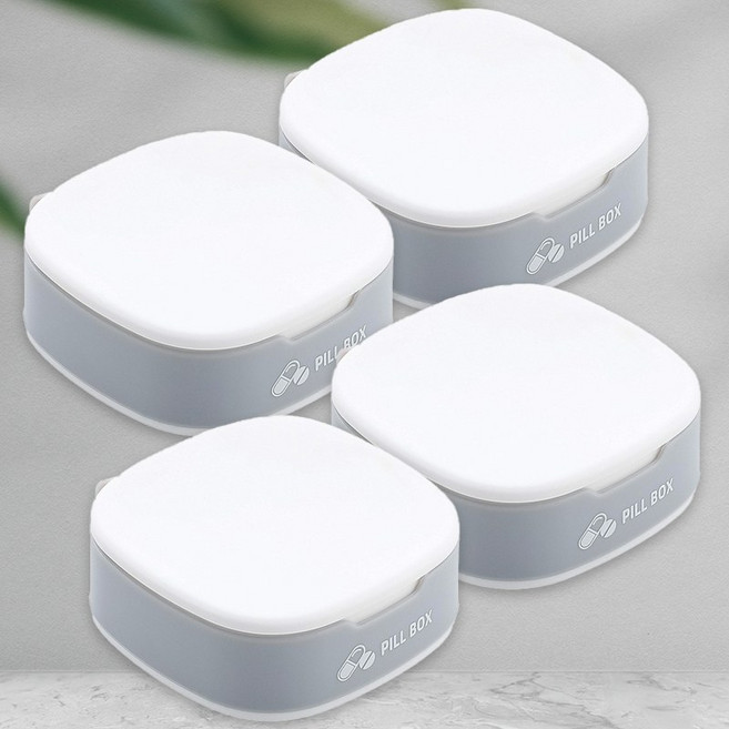 디모어 컴팩트 데일리 미니 포켓 휴대용 알약케이스, 4개, 화이트