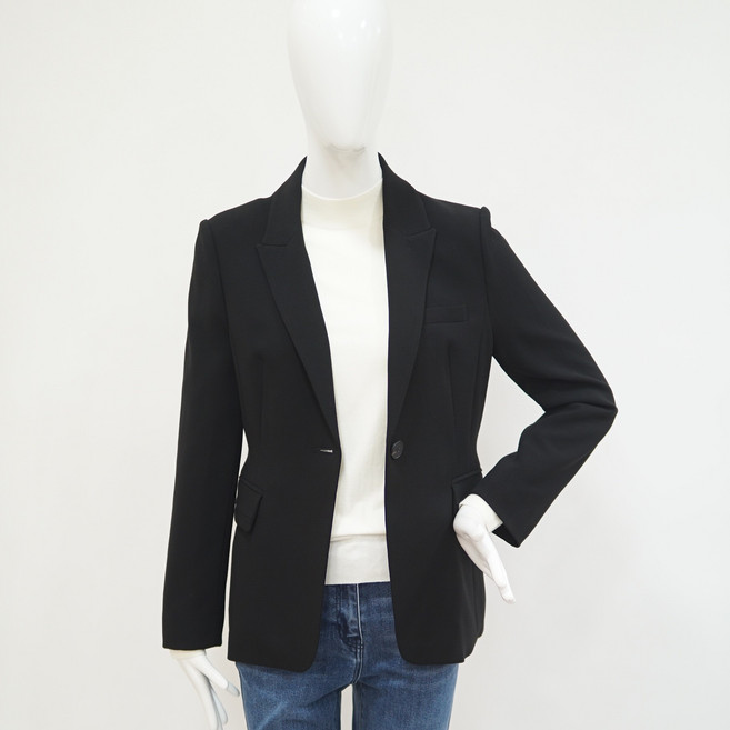 꼼빠니아 여성 자켓 가을 겨울 결혼 면접 인조실크 스판 여자 정장 캐주얼 마이 블랙 [박스포장] E3900