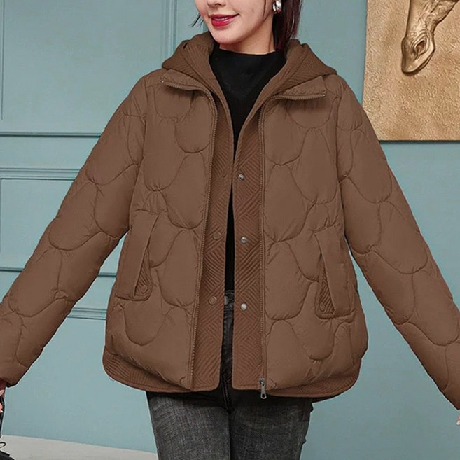 여성용 겨울 후드 패딩 점퍼 두꺼운 보온 웰론 숏패딩 아우터 빅사이즈 따뜻한 데일리 캐주얼 자켓 코디