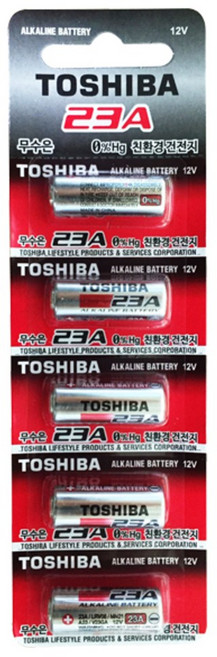 도시바 정품 23A 12V 1개입5개 자동차 리모콘 배터리(밧데리), 1개입, 5개
