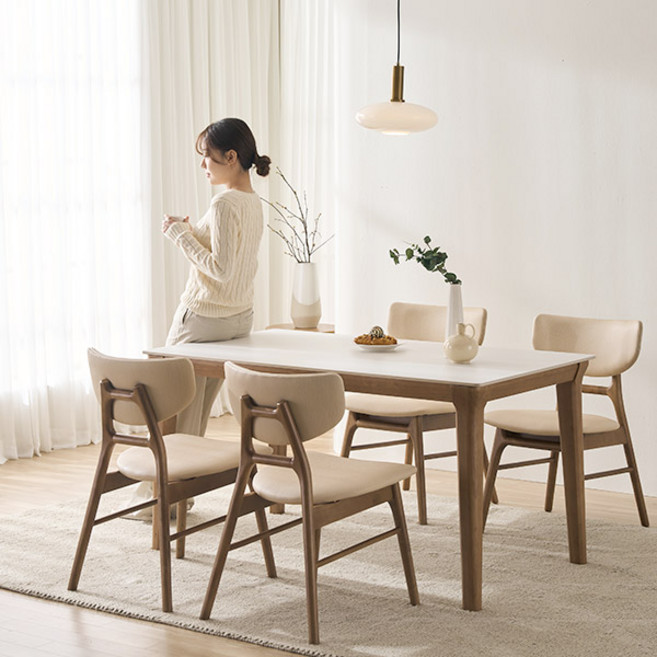 (1만원 할인쿠폰)스칸디아 멜리토 고강도 무광 포세린 통세라믹 식탁세트 1300/1400/1700/2000, 월넛, 02. 1400 4인세트(의자4)