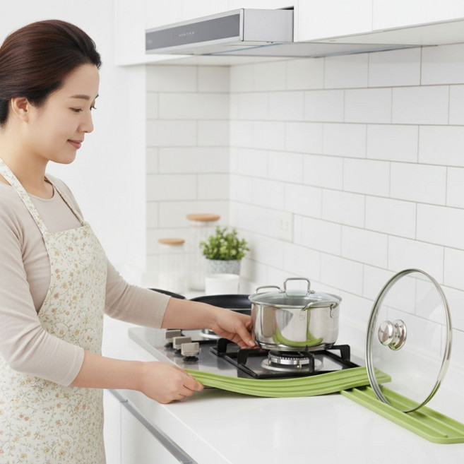 사볼레 실리콘 뚜껑 받침대, 2개, 그린 36cm*5cm*1cm