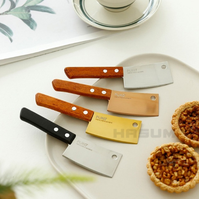 주방 중식칼 브런치 디저트 캠핑칼 중식도 미니 도끼칼 홈까페, 실버(우드핸들), 1개