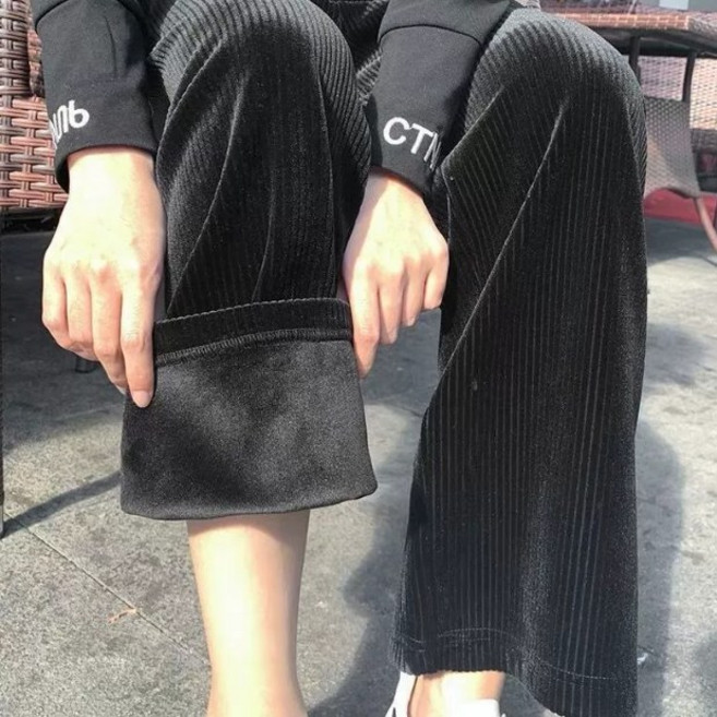 여성용 코듀로이 기모 와이드 밴딩 팬츠