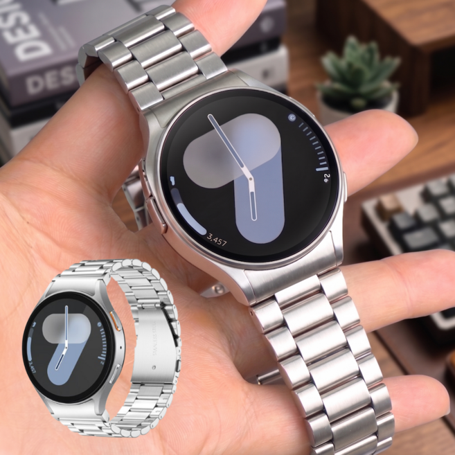 브레텐 스테인리스 메탈 갤럭시 워치 스트랩, 1개, 실버