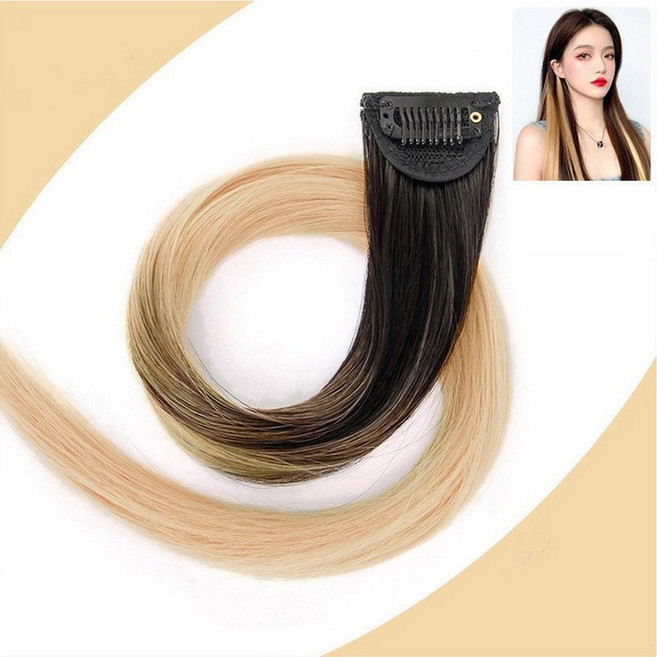 1+1 시크릿 투톤 헤어 브릿지 붙임 머리 피스 발레아쥬 부분 가발, 투톤상아, 2개