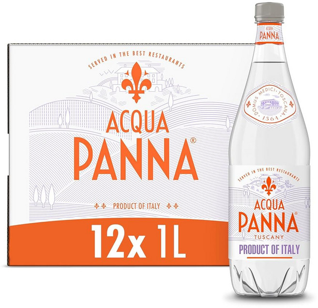 아쿠아 판나 천연 샘물 33.8온스 플라스틱 병(12팩), 33.8 Fl Oz (Pack of 12), 12, 1L