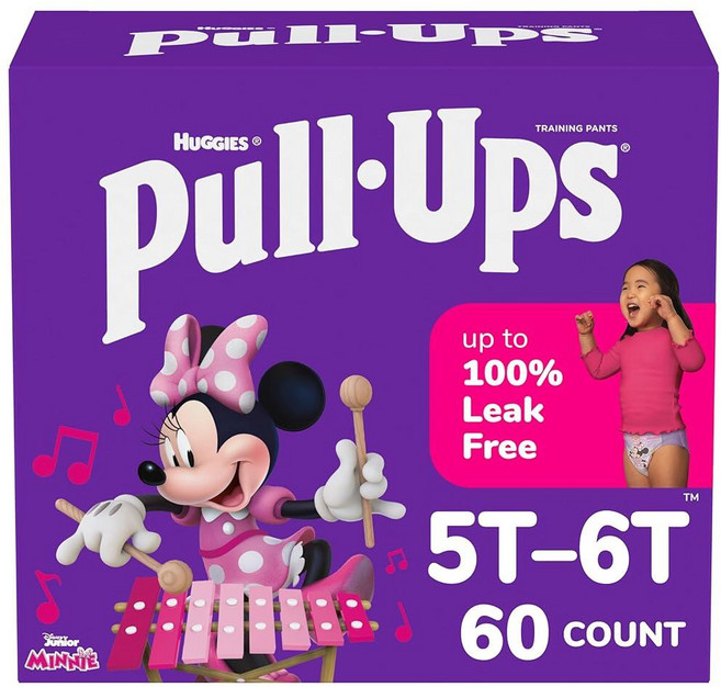 Pull-Ups 여아용 배변 트레이닝 팬츠 사이즈 3T-4T 트레이닝 속옷 (14.5-18.1kg(32-40파운드)) 20개입, 60