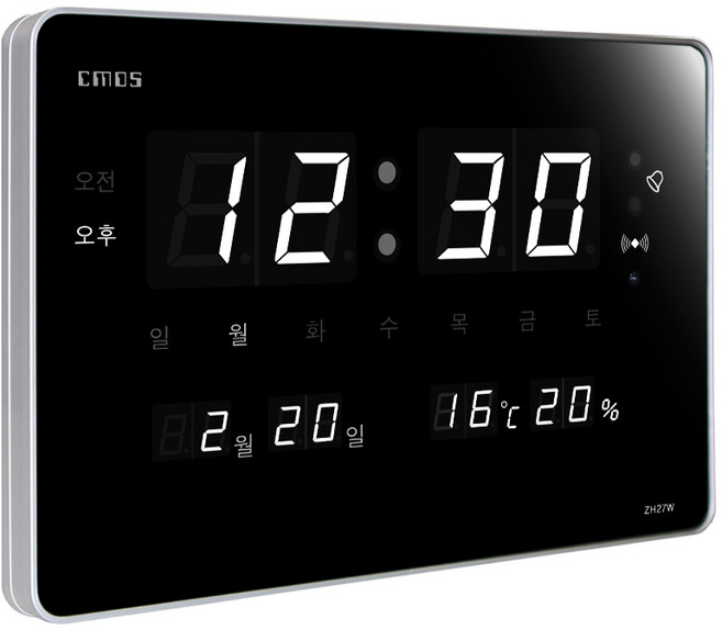 CMOS 씨모스 디지털 무소음 전자 LED 벽시계, ZH27W기본형