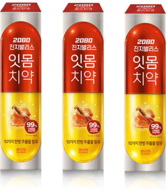 2080 진지발리스 골드진생 치약, 140g, 3개