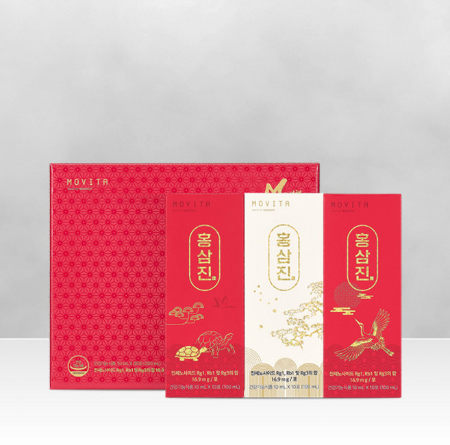 [본사] 모비타 홍삼진 홍삼스틱 6년근 홍삼 진세노사이드, 300ml, 2개