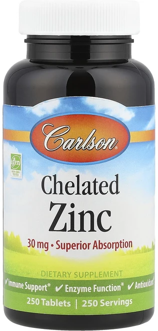 단백질 비타민 철분 마그내슘 칼슘 Carlson 킬레이트화 아연 30mg 250정 고루고루섭취해주세요, 1개 - 쿠팡