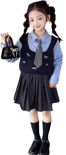 삐삐네옷가게 초등 주니어 리본 베스트 셔츠 치마 스쿨룩