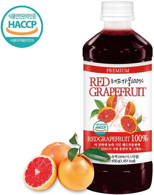 푸른들판 100% 레드 자몽 베이스 원액 즙 농축액 HACCP 인증, 650g, 1개