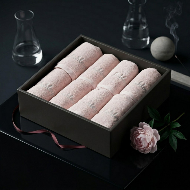 로라애슐리 60수 호텔수건 8장 핑크 타올 세트 폭신한 고급 수건 선물용, 솔리드 핑크, 8개