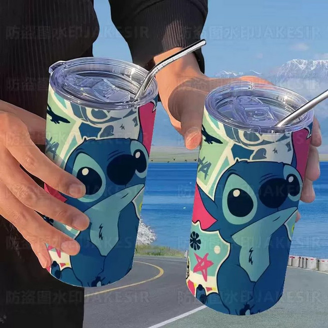 디즈니 스티치텀블러 릴로와스티치 핑크스티치 커플텀블러 캐릭터 스테인리스 빨대컵 콜드컵 스텐컵 얼음컵 머그, 스타일23, 1개
