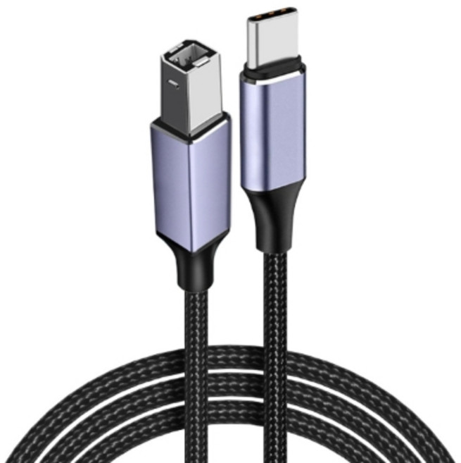 寶弘 TYPE-C轉USB2.0 B公 USB3.1列印機線, 1個, 鋁合金接頭+防扯編織線身,0.5公尺=50公分