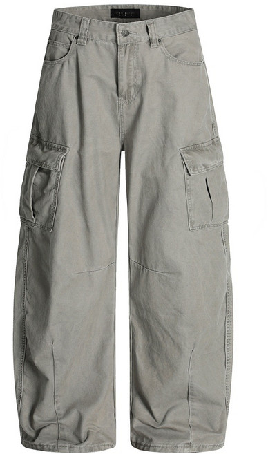 【多口袋弧形】工裝闊腿褲 男裝闊腿褲 牛仔褲 休閒褲 潮牌男褲 美式高街風 寬鬆慵懶 多口袋設計 弧形剪裁 日常通勤穿搭