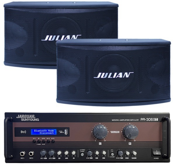쟈가앰프스피커세트 PA-306BT JULI-1000 노래방 앰프 스피커앰프 체육관 헬스장 강의장 불루투스, PA-306BT JULI-1000 앰프 스피커