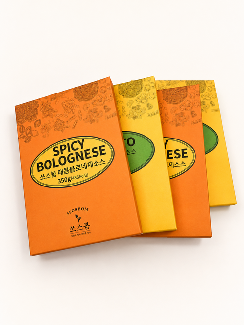 쏘스봄 파스타소스 350g 3팩골라담기 토마토 매콤볼로네제 라구소스, 매콤 볼로네제소스(350g), 매콤 볼로네제소스(350g), 매콤 볼로네제소스(350g), 3개
