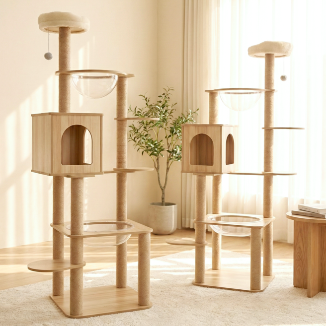 MILA&LOUIS 고양이 집 원목캣타워 펫인 고양이 캣타워 스크래쳐 켓타워원목대형, 1개, SX-001