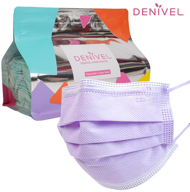 데니벨 파스텔 컬러 마스크 라벤더 대형 KF-AD, 30개입, 1개, 퍼플